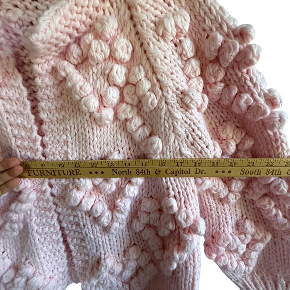Chicwish Handmade with Love Pom Pom Heart Bobble Cardigan Sweater Womens Pink - Picture 7 of 11